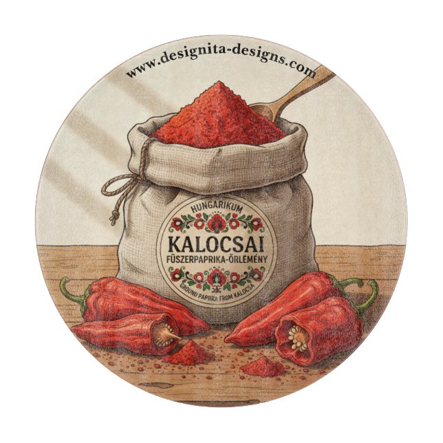Tabla De Cortar Personalized Hungarian Kalocsai Paprika  (Anverso)