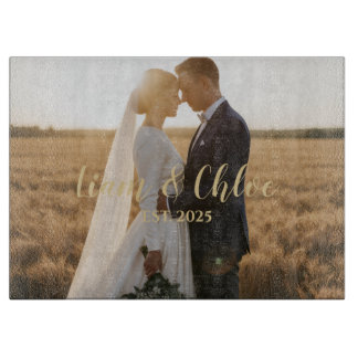 Tabla De Cortar Personalized Rustic Wedding Photo Custom Names 