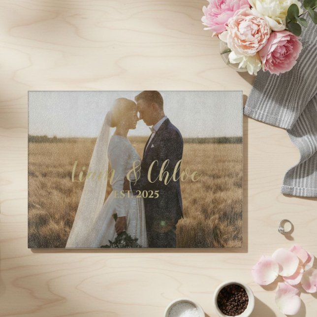 Tabla De Cortar Personalized Rustic Wedding Photo Custom Names  (Subido por el creador)