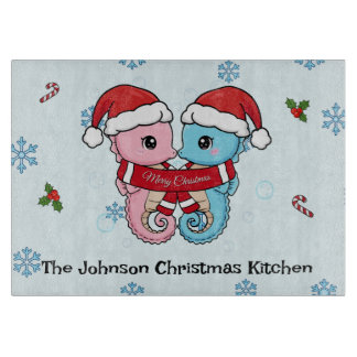 Tabla De Cortar Personalized Seahorse Christmas Cutting Board