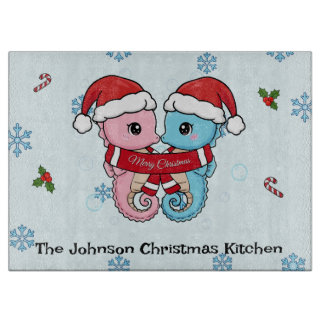 Tabla De Cortar Personalized Seahorse Christmas Cutting Board