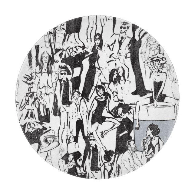 Tabla De Cortar Personas de moda: ilustracion inmaculado. (Anverso)