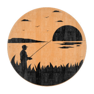 Tabla De Cortar Pesca al amanecer en Naranja