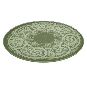 Tabla De Cortar Pescado celta de Knotwork en verde
