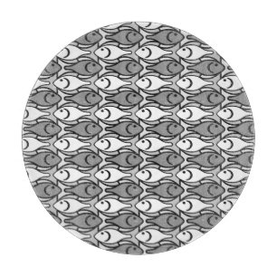 Tabla De Cortar Pescado moderno de medio siglo, gris, blanco y neg