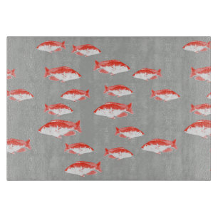 Tabla De Cortar Pescado rojo y gris