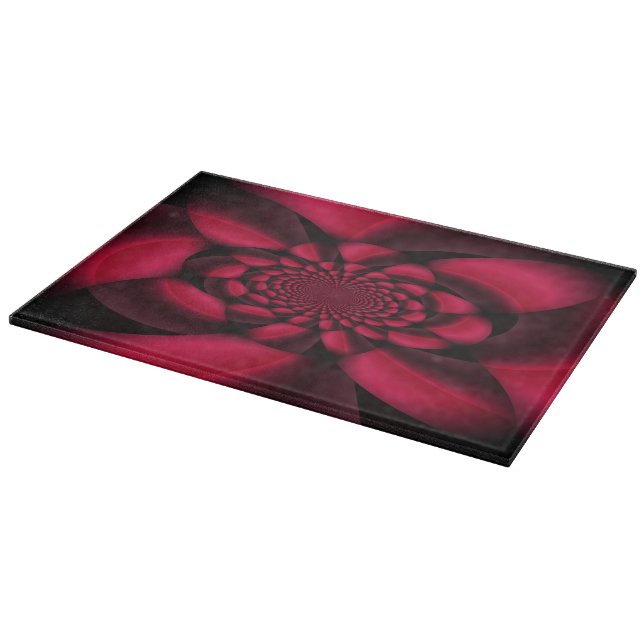 Tabla De Cortar Pétalo Negro Rojo Rubí (Borde)