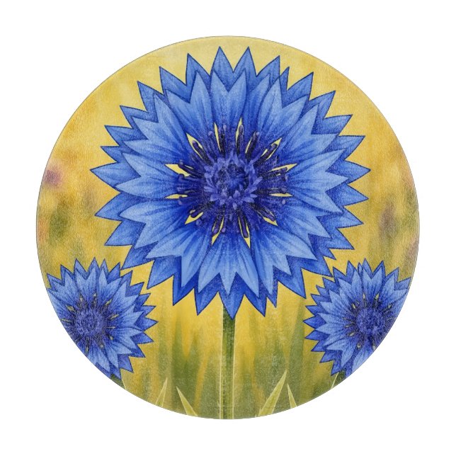Tabla De Cortar Pétalo Radiante: Azul Aciano (Anverso)