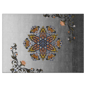 Tabla De Cortar Pétalos Celestiales – Diseño Botánico Oscuro