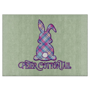 Tabla De Cortar Peter Cottontail Purple Plaid Easter Bunny