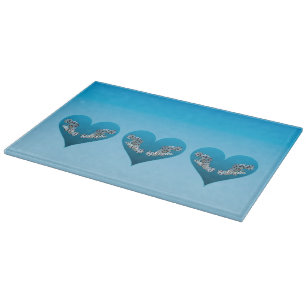 Tabla De Cortar Pez Grouper - Corazones Azules, dispuestos horizon