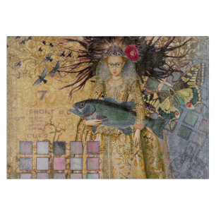 Tabla De Cortar Pez Mujer Piscis Vintage Gótico Clásico 
