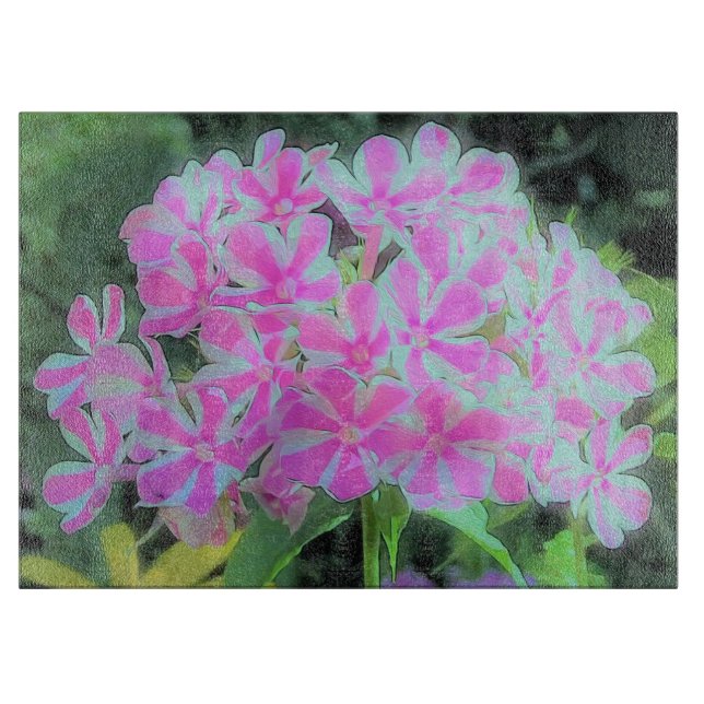 Tabla De Cortar Phlox Jardín de menta blanca y rosa caliente (Anverso)