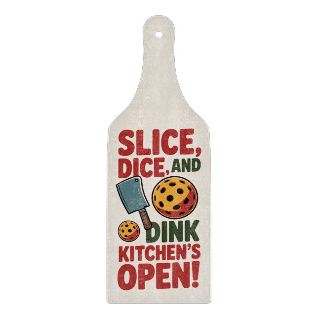 Tabla De Cortar Pickleball Kitchen's Paddle Divertido Abierto (Anverso)