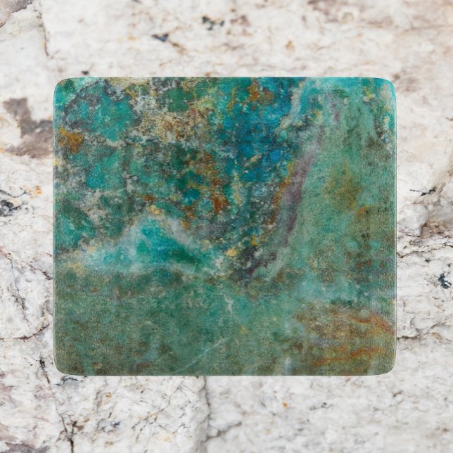 Tabla De Cortar Piedra mineral de crisocolal azul (In Situ)