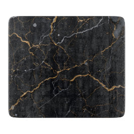 Tabla De Cortar Piedra negra con venas de oro y plata
