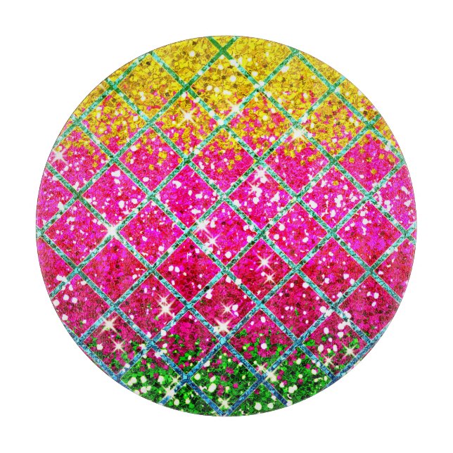 Tabla De Cortar Piel de serpiente rosa purpurina (Anverso)