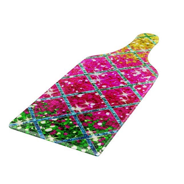 Tabla De Cortar Piel de serpiente rosa purpurina (Borde)