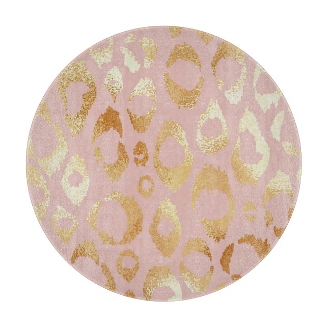 Tabla De Cortar Piel leopardo, textura dorada rosa (Anverso)