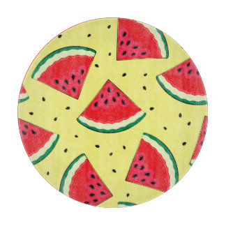 Tabla De Cortar Piezas de sandía: patrón amarillo de verano