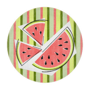 Tabla De Cortar Piezas de sandía Stripe Classic round