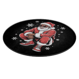 Tabla De Cortar Pijama de Navidad afroamericano Xmas Afro Santa