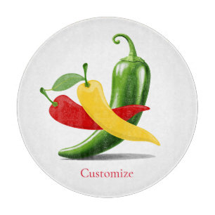 Tabla De Cortar Pimiento de chile verde amarillo rojo Thunder_Cove