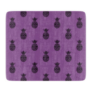 Tabla De Cortar Pineapple Morado Negro Fruta Tropical Verano
