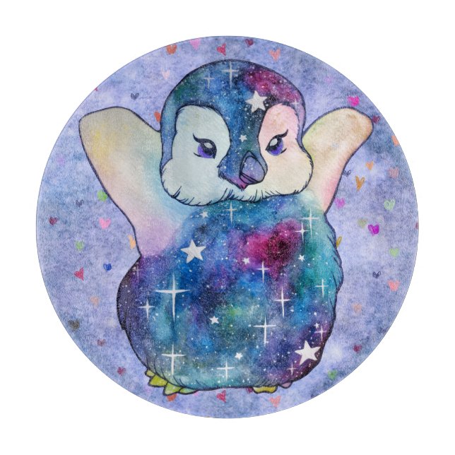 Tabla De Cortar Pingüino llamado Button (Anverso)