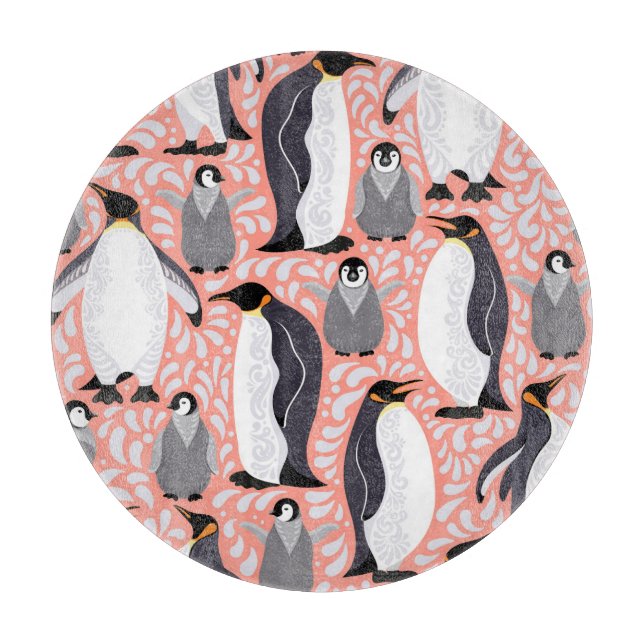 Tabla De Cortar Pingüinos emperadores, costillas, estampado decora (Anverso)