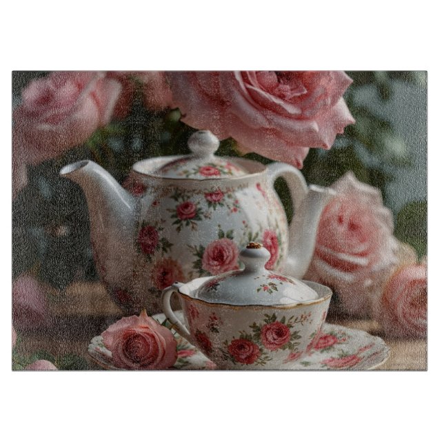 Tabla De Cortar Pink Cabbage Rose Tea (Anverso)