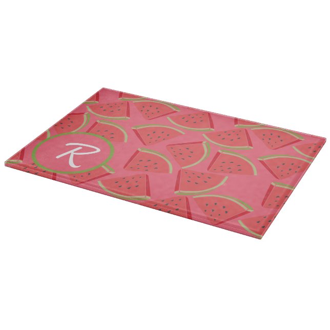 Tabla De Cortar Pink &Green Watermelon Monogram (Borde)