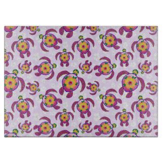 Tabla De Cortar Pink Honu Turtles Hibiscus Flowers