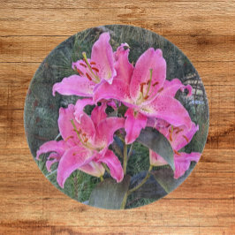 Tabla De Cortar Pink Oriental Lilies Floral