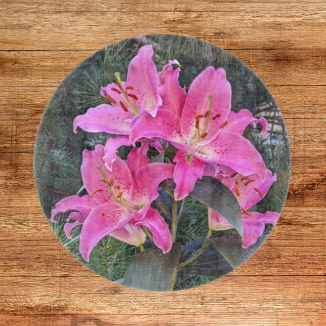Tabla De Cortar Pink Oriental Lilies Floral (In Situ)