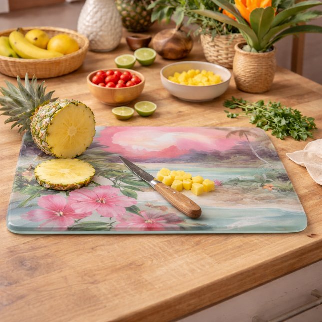 Tabla De Cortar Pink Tropical Beach (Subido por el creador)
