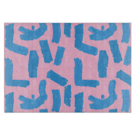 Tabla De Cortar Pink with Blue Brushstroke Pattern 