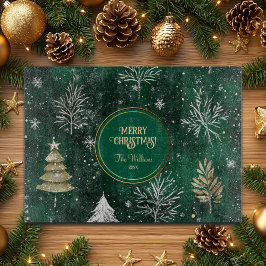 Tabla De Cortar Pinos dorados Copos de nieve plateados Hunter Gree