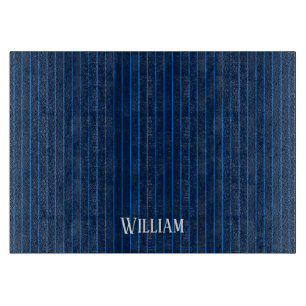 Tabla De Cortar Pinstripes azul marino personalizadas