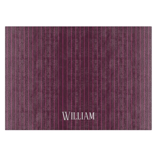 Tabla De Cortar Pinstripes burdeos personalizadas (Anverso)