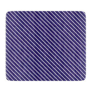 Tabla De Cortar Pinstripes diagonales: azul marino y blanco