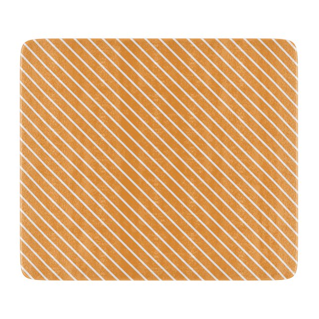 Tabla De Cortar Pinstripes diagonales - naranja y blanco (Anverso)