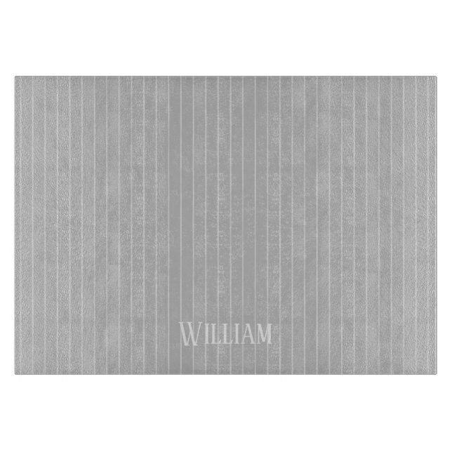 Tabla De Cortar Pinstripes gris claro personalizado (Anverso)