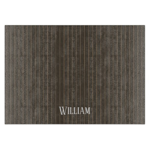Tabla De Cortar Pinstripes retro castaño personalizado