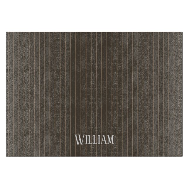 Tabla De Cortar Pinstripes retro castaño personalizado (Anverso)
