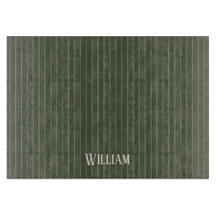 Tabla De Cortar Pinstripes verdes de oliva