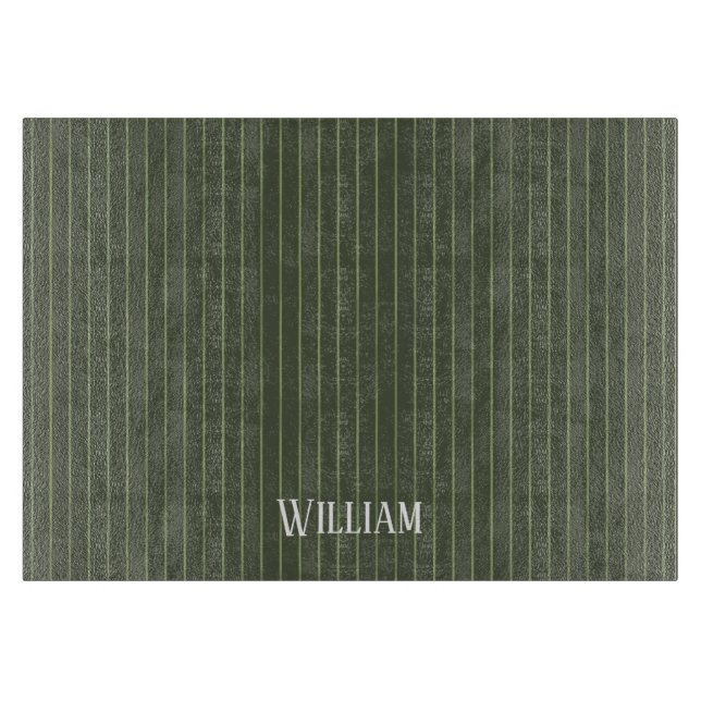 Tabla De Cortar Pinstripes verdes de oliva (Anverso)