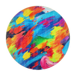 Tabla De Cortar Pintado alegre de explosión de color
