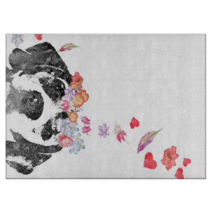 Tabla De Cortar Pintado de color de agua Beagle Perro Flores de gu