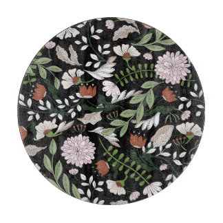 Tabla De Cortar Pintado de flores antiguas de grabado